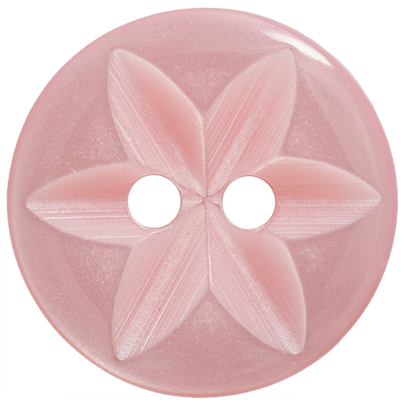Basic Star Round Button 16mm Pink 6pc