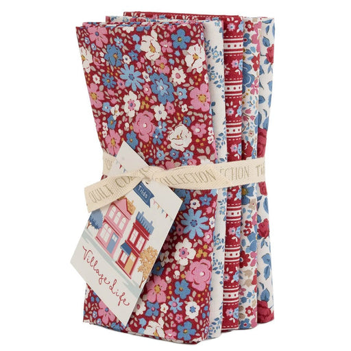 Village Life Fat Quarter Bundle Burgundy