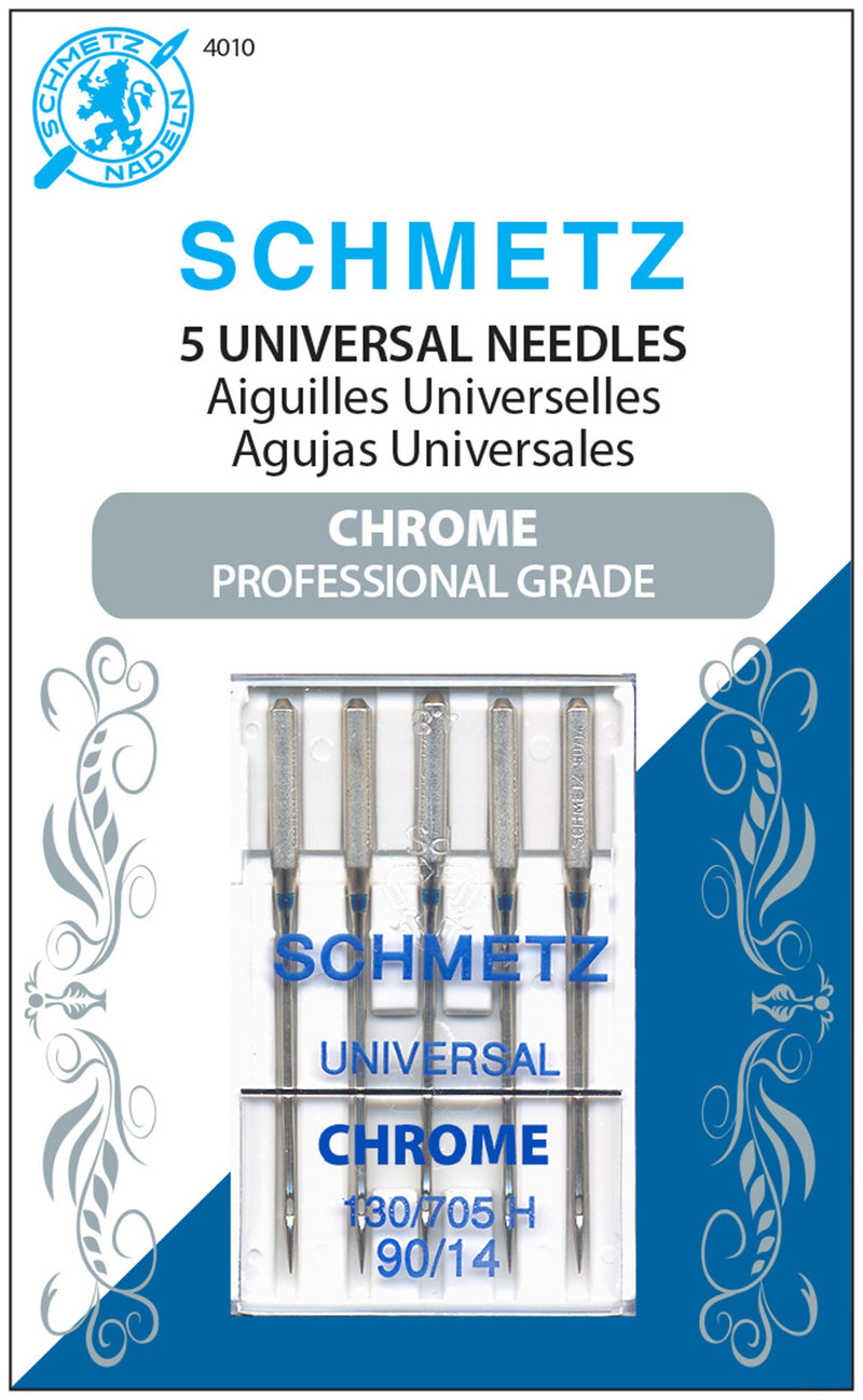 4010S Chrome Universal Schmetz Needle 5 ct, Size 90/14
