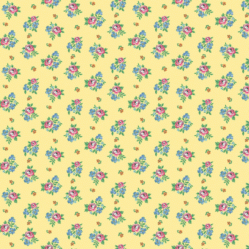 Traditional 30's Scattered Floral Yellow