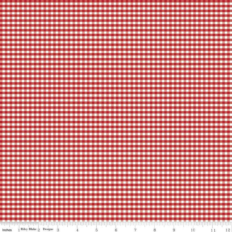 1/8 Inch Small Gingham Red