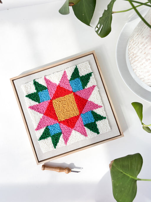 Punch Needle Square - Rainbow Quilt Star Box Kit