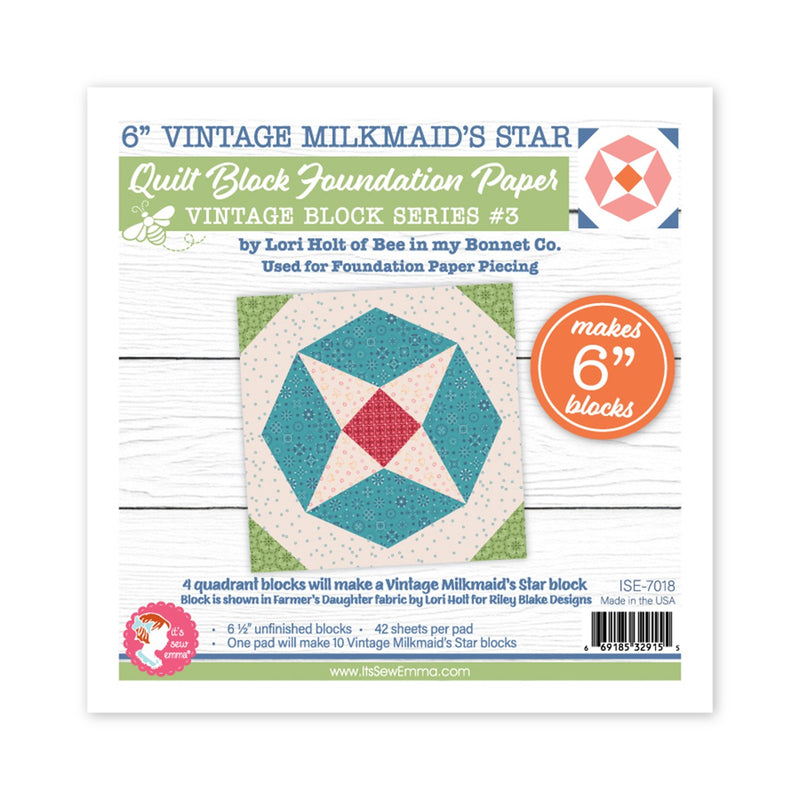 ISE-7018 Vintage Milkmaid Star Quilt 6in Foundation