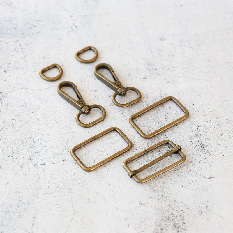 1-1/2in Wide Webbing Strap Hardware Kit Antique