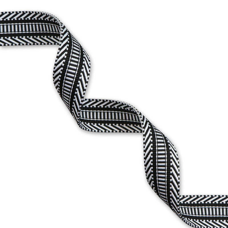 Railroad Track Black/White Webbing 1-1/2in