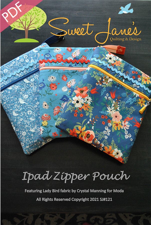 Ipad Zipper Pouch pattern by Sweet Jane's Quilting